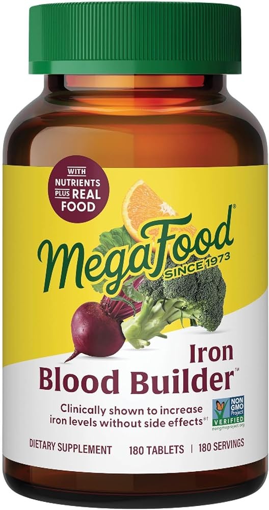 MegaFood Blood Builder Iron Supplement for Women & Men - Increase Iron Levels Without Side Effects - Combats Fatigue ...
