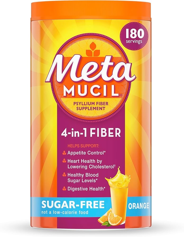 Metamucil 4-in-1 Psyllium Husk GLP-1 Friendly Fiber Supplement, Sugar-Free