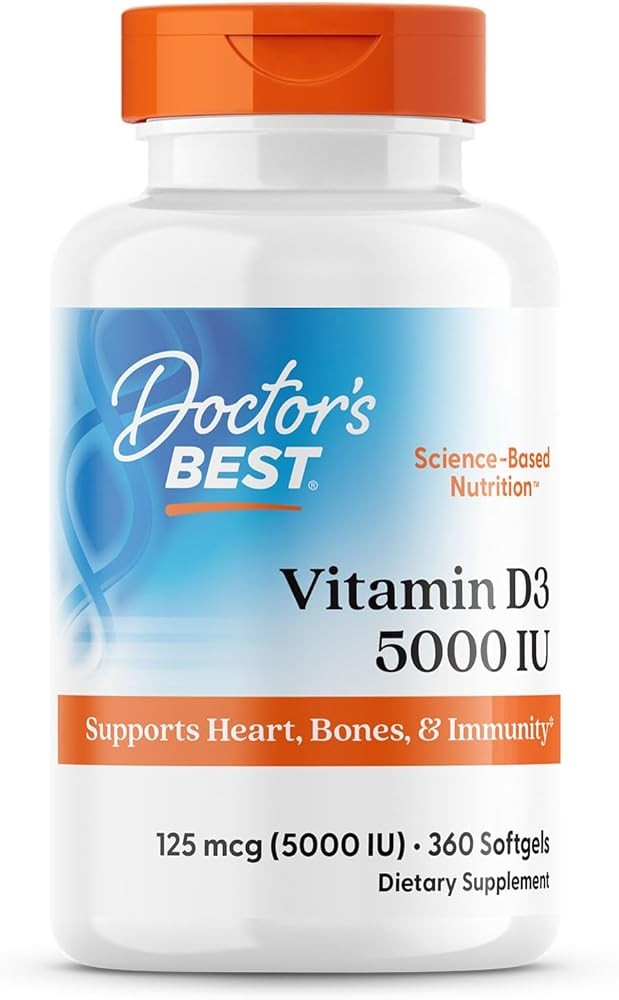 Doctor's Best Vitamin D3 5000 IU Softgels for Men & Women - Vitamin D Supplement for Immune System & Heart Health Sup...
