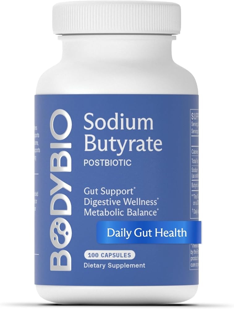 BodyBio Butyrate - Postbiotic for Gut Health, Digestive Support, Bloat, Gas & Constipation Relief, Leaky Gut Repair