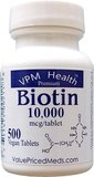 Biotin 10,000 mcg (500 Tablets)