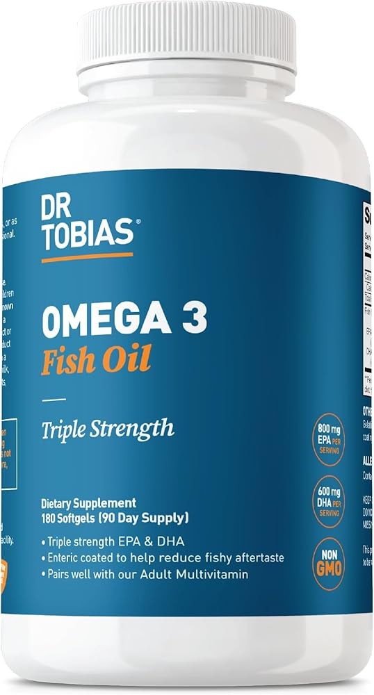 Dr. Tobias Omega 3 Fish Oil 2000mg Triple Strength with 800mg EPA 600mg DHA Per Serving | Fish Oil Omega 3 Supplement...
