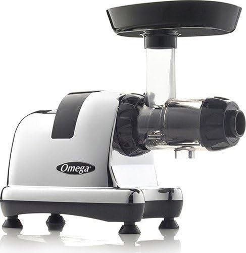 Omega J8008 Juicer: Chrome (8008) 5th Generation Nutrition Center HD Juice Extractor Plus Organic Wheatgrass Growing Kit
