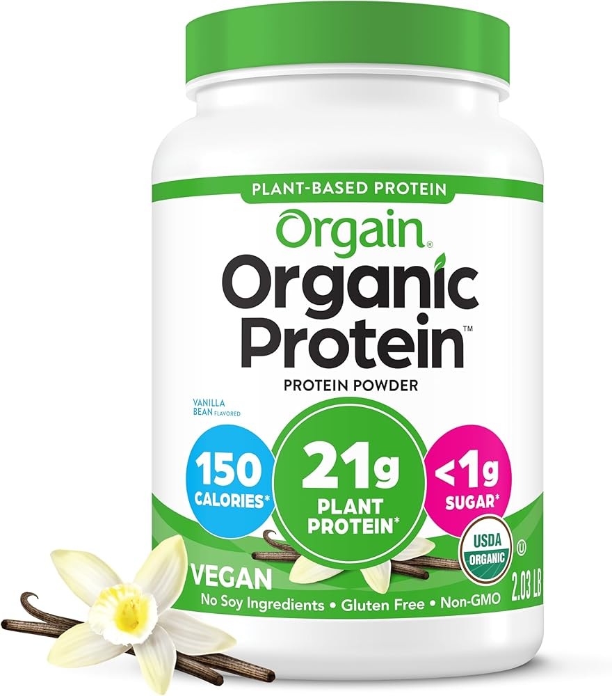 Orgain Organic Vegan Protein Powder, Vanilla Bean - 21g Plant Protein, 6g Prebiotic Fiber