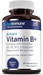 AgeImmune Vitamin B Complex with Vitamin D3 B12 B6 Magnesium Bisglycinate and Folate as Methylfolate - Doctor Formula...