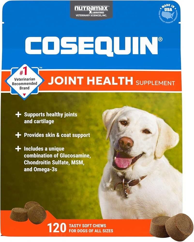 Nutramax Cosequin for Dogs - Glucosamine, Chondroitin, MSM, Omega-3s - Soft Chews