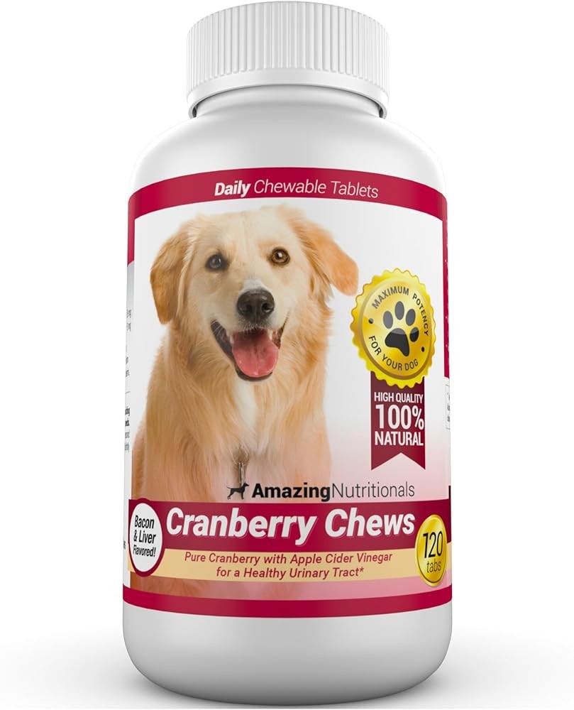 Amazing Cranberry for Dogs Pet Antioxidant, Urinary Tract Support Supports and Reduces UTI in Dogs, 120 Chews