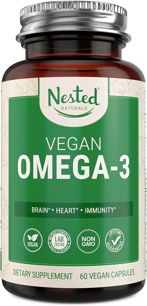 Vegan Omega-3 DHA Supplement | Plant Based Omega 3+6 Fatty Acids | More Absorbable, Improved Formula | Supports Heart...
