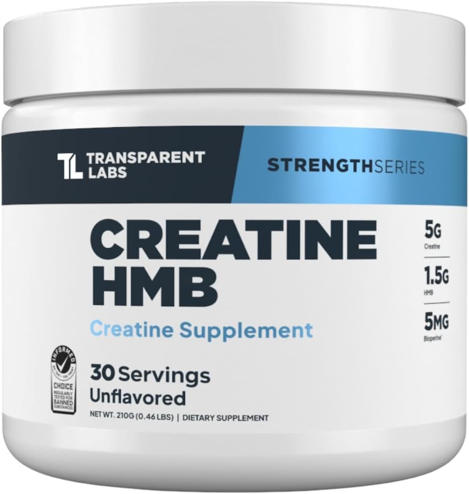 Transparent Labs Creatine HMB - Creatine Monohydrate Powder with HMB for Muscle Growth, Increased Strength, Enhanced ...