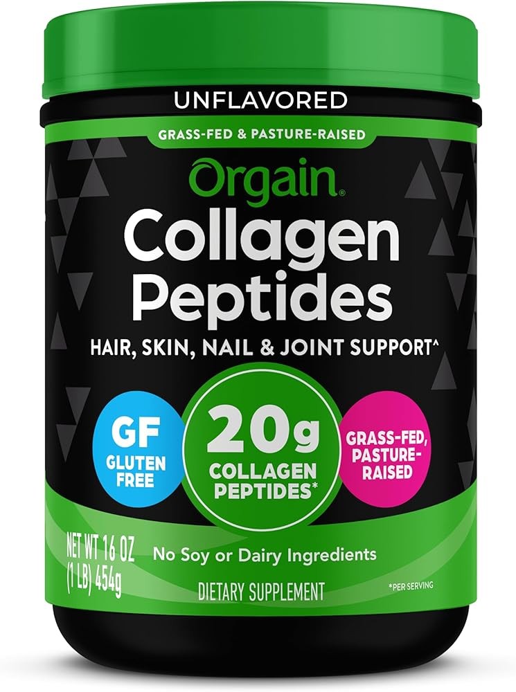 Orgain Hydrolyzed Collagen Peptides Powder For Women & Men, 20g Grass Fed Collagen, Unflavored - Hair, Skin, Nail, & ...