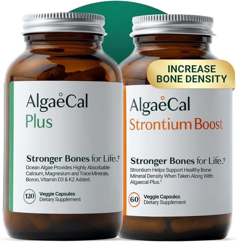 AlgaeCal Bone Builder Pack - Clinically Supported Calcium & Strontium with K2, D3, Magnesium