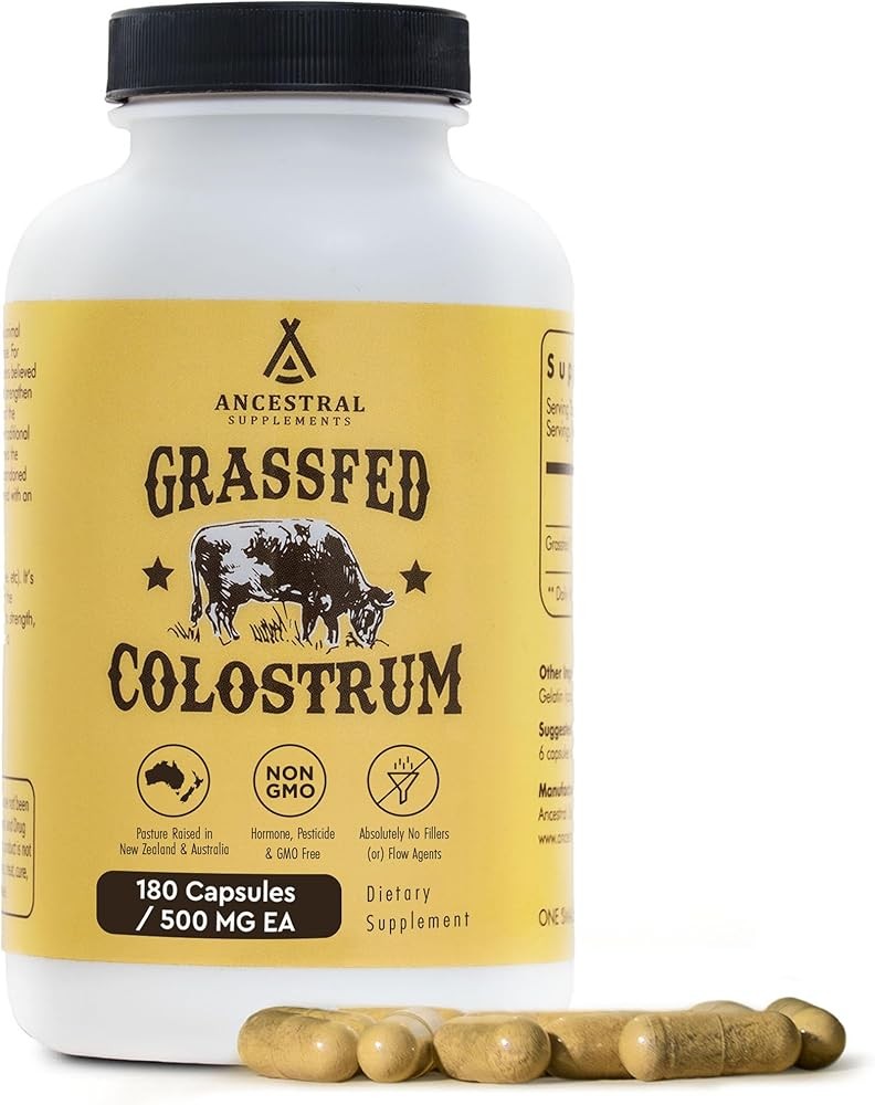 Ancestral Supplements Grass Fed Beef Colostrum Supplement, 3000 mg, Offers Immune Support and Promotes Gut Health, At...
