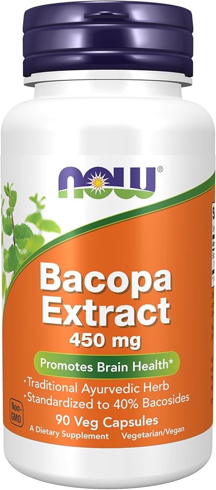 NOW Foods Supplements, Bacopa Extract (Bacopa monnieri) 450 mg, Promotes Brain Health*, 90 Veg Capsules