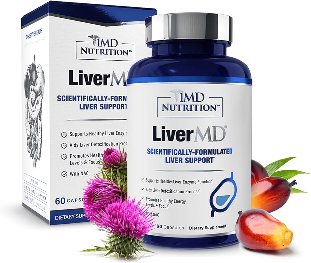 1MD Nutrition LiverMD - Liver Support Supplement | Siliphos Milk Thistle Extract & NAC - Supports Healthy Energy, Imm...