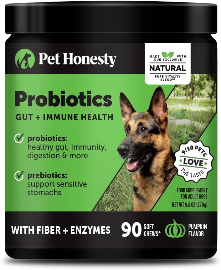 6 Billion CFU Dog Probiotics with Prebiotics, Fiber & Digestive Enzymes