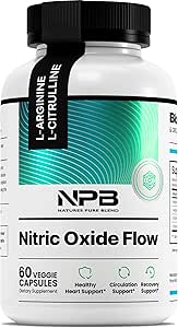 Nature's Pure Blend Nitric Oxide Supplements for Men – L-Arginine L-Citrulline – Heart Support & Flow Circulation Boo...
