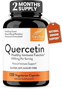 Quercetin 500mg Vegetarian Capsules 120 Count | 1000mg Per Serving of 2 Capsules | Immune Support Supplements For Res...