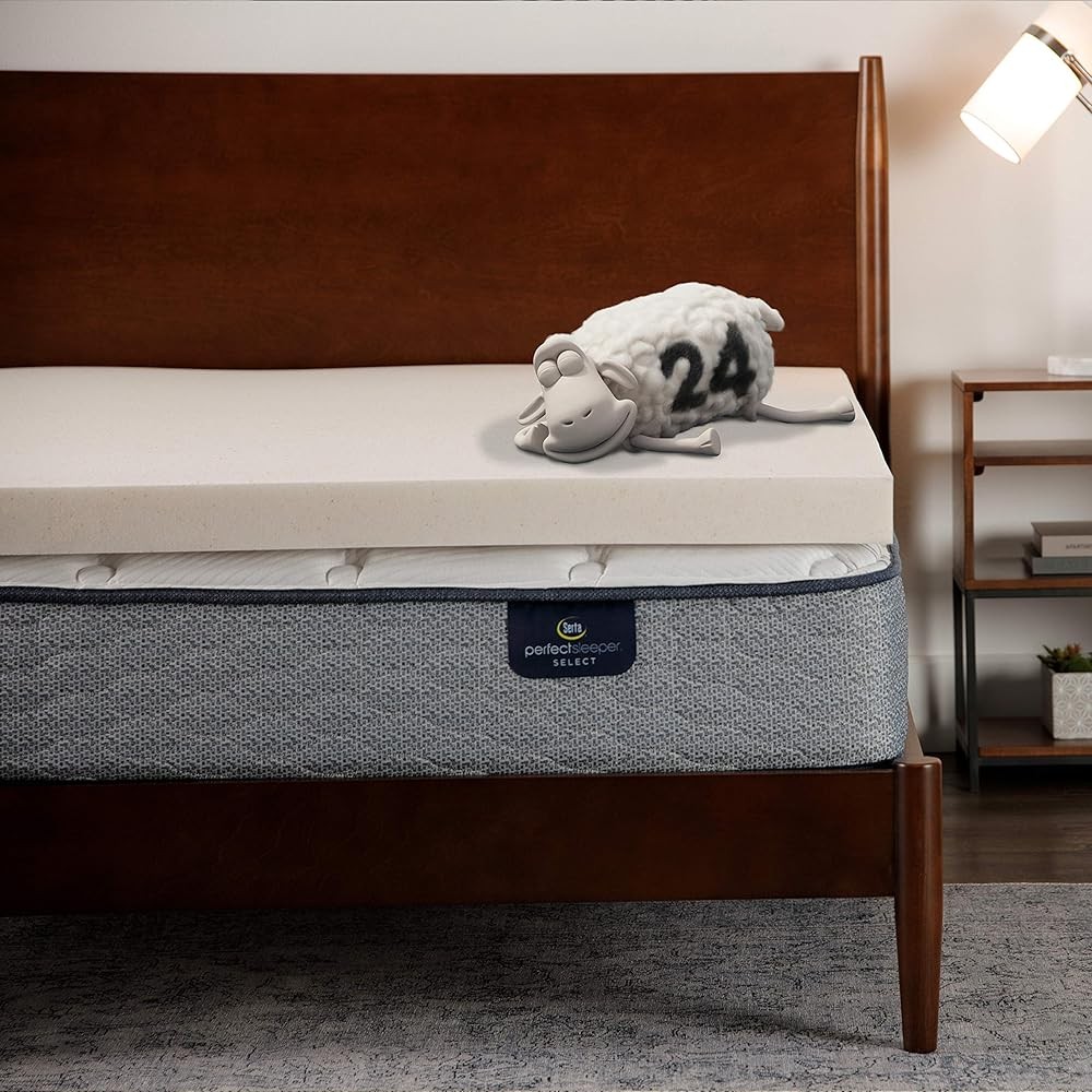 Serta CopperGel Cooling, Pressure-Relieving Memory Foam Mattress Topper, 3 Inch, Queen