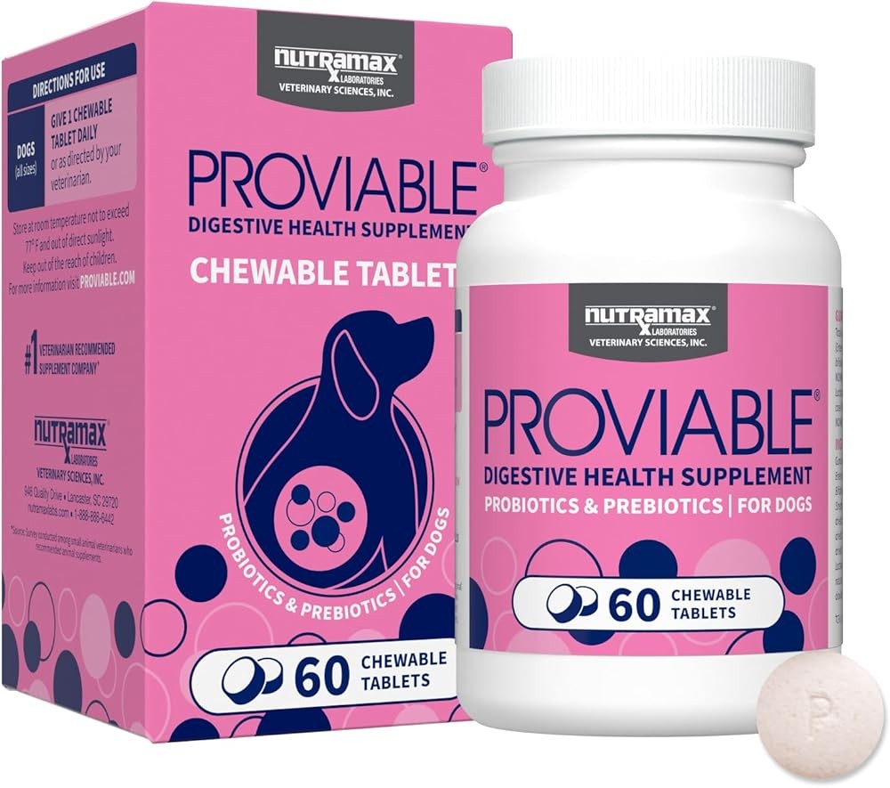 Nutramax Proviable Probiotics for Dogs, Daily Digestive Health Supplement