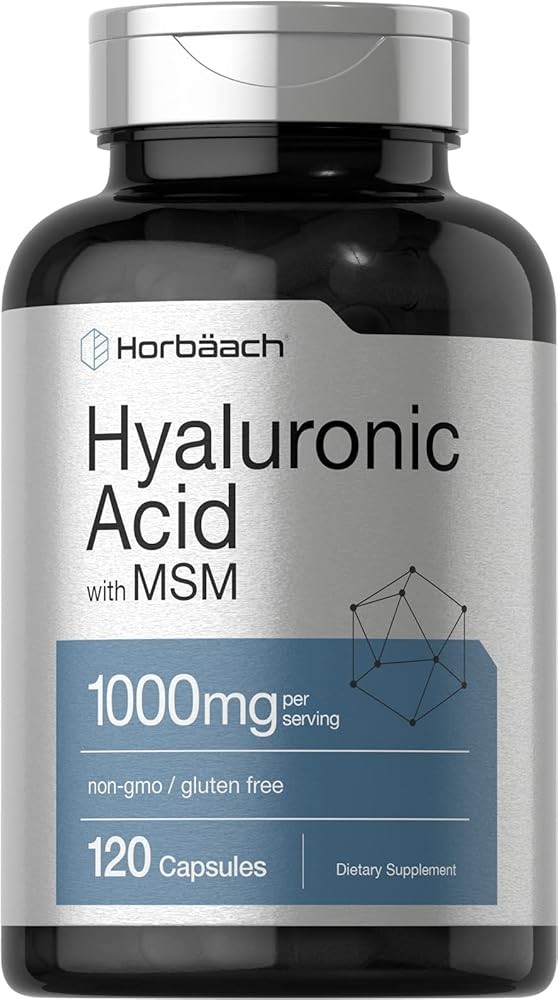 Horbäach Hyaluronic Acid with MSM | 1000 mg | 120 Capsules | Non-GMO, Gluten Free