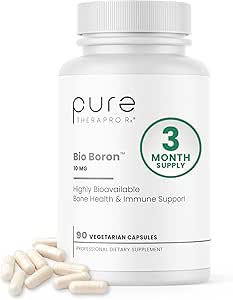 Pure TheraPro Rx Bio Boron 10mg, 3 Months Supply - Bororganic Glycine Boron for Men & Women - Premium Formula for Bon...