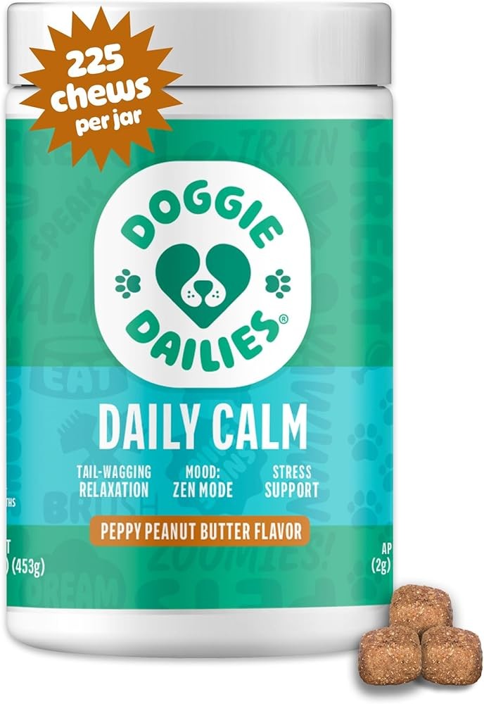 Doggie Dailies Calming Chews with Melatonin and Chamomile for Stress Relief