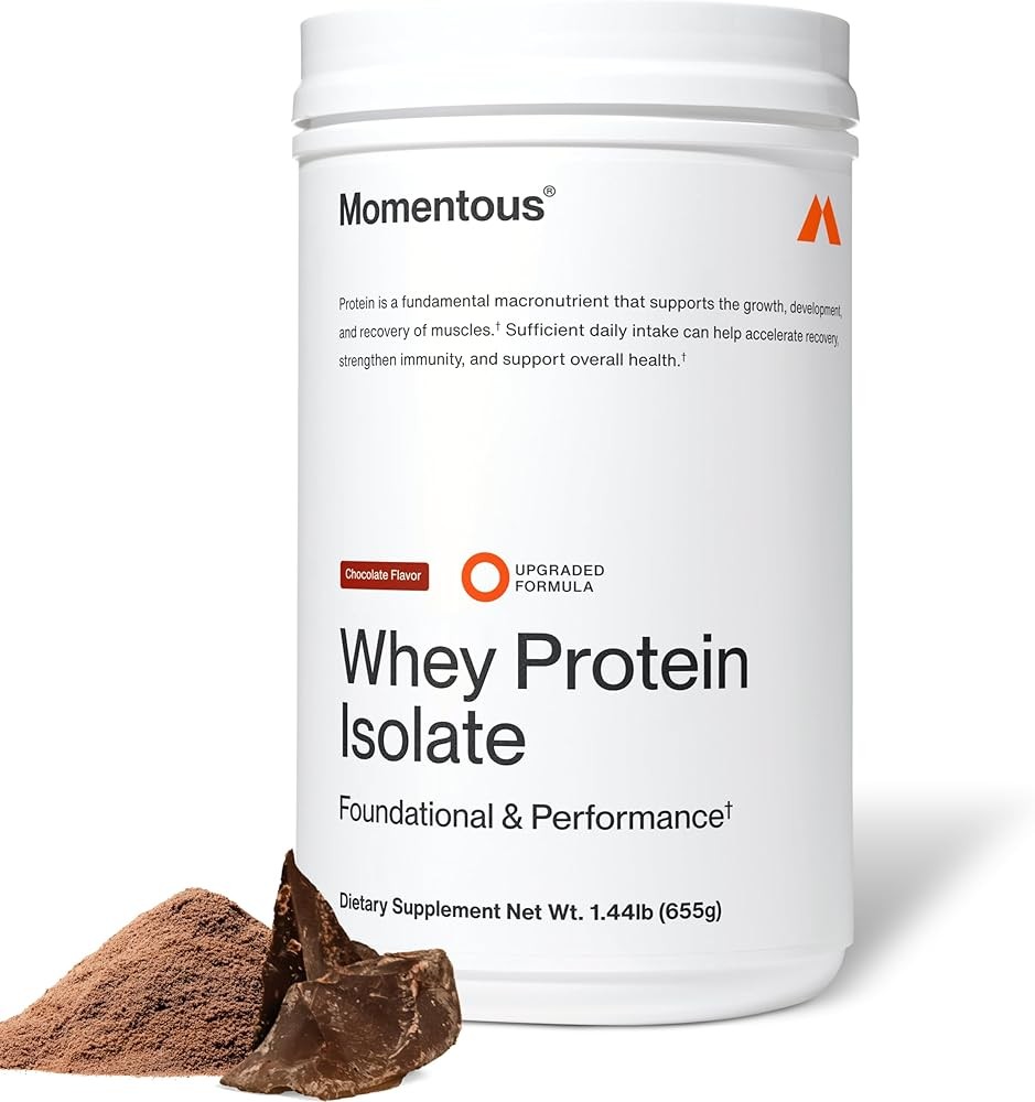 Momentous Essential Grass-Fed Whey Protein Powder - 20g Whey Isolate Protein - NSF Certified for Sport