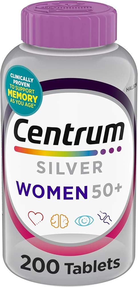 Centrum Silver Women's Multivitamin for Women 50 Plus, Multivitamin/Multimineral Supplement with Vitamin D3, B Vitamins, Non-GMO Ingredients, Supports Memory and Cognition in Older Adults - 200 Ct