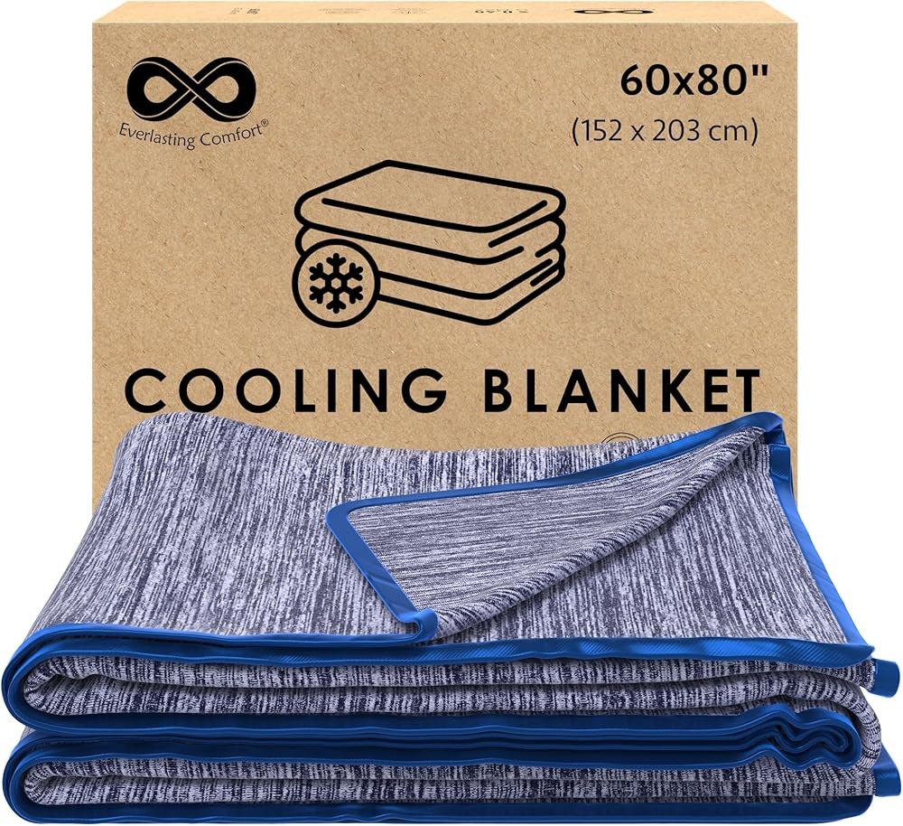 Everlasting Comfort Cooling Blanket for Hot Sleepers (60"x80") – Dual-Sided Cold Throw Blankets with Icy Cool Fiber...