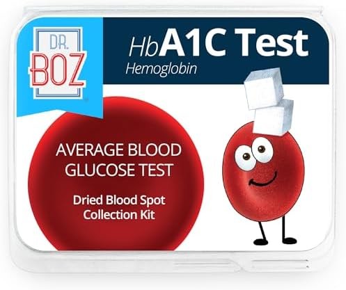 Dr. Boz - Hemoglobin A1C Home Test Kit - Blood Collection Kit with Lab Results - Blood Sugar & hbA1c Levels - Lancets...