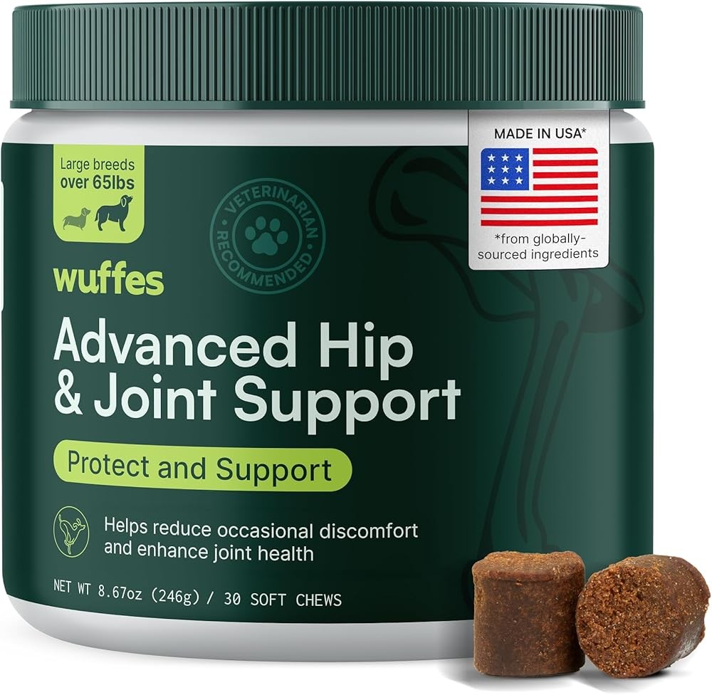Wuffes Advanced Dog Hip and Joint Supplement with Glucosamine, Chondroitin, Omega 3, MSM