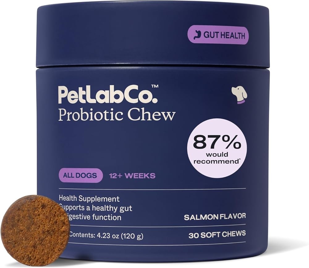 PetLab Co. Probiotics for Dogs, Support Gut Health, Occasional Diarrhea, Digestive Health & Seasonal Allergies - Salmon Flavor - 30 Soft Chews