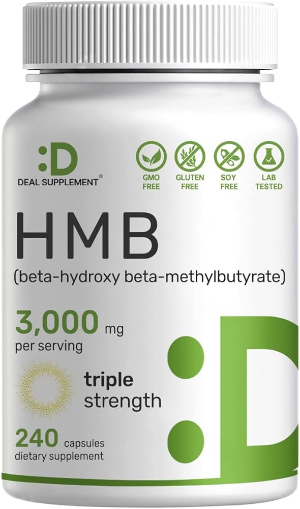 Ultra Strength HMB Supplements 3,000mg Per Serving, 240 Capsules | Third Party Tested | Supports Muscle Growth, Reten...