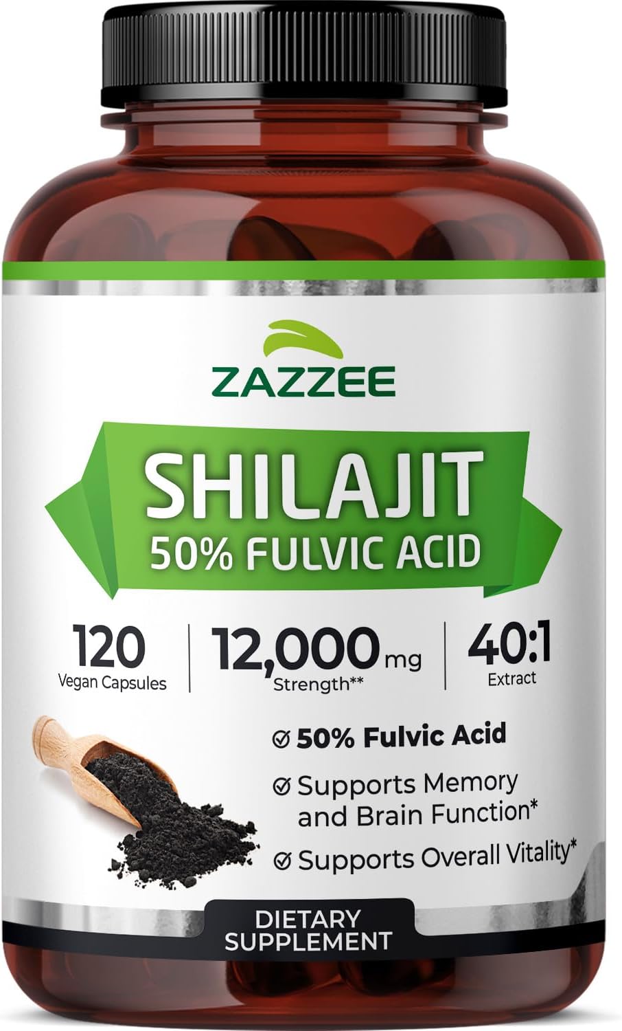 Zazzee 100% Pure Himalayan Shilajit 40:1 Extract, 50% Fulvic Acid