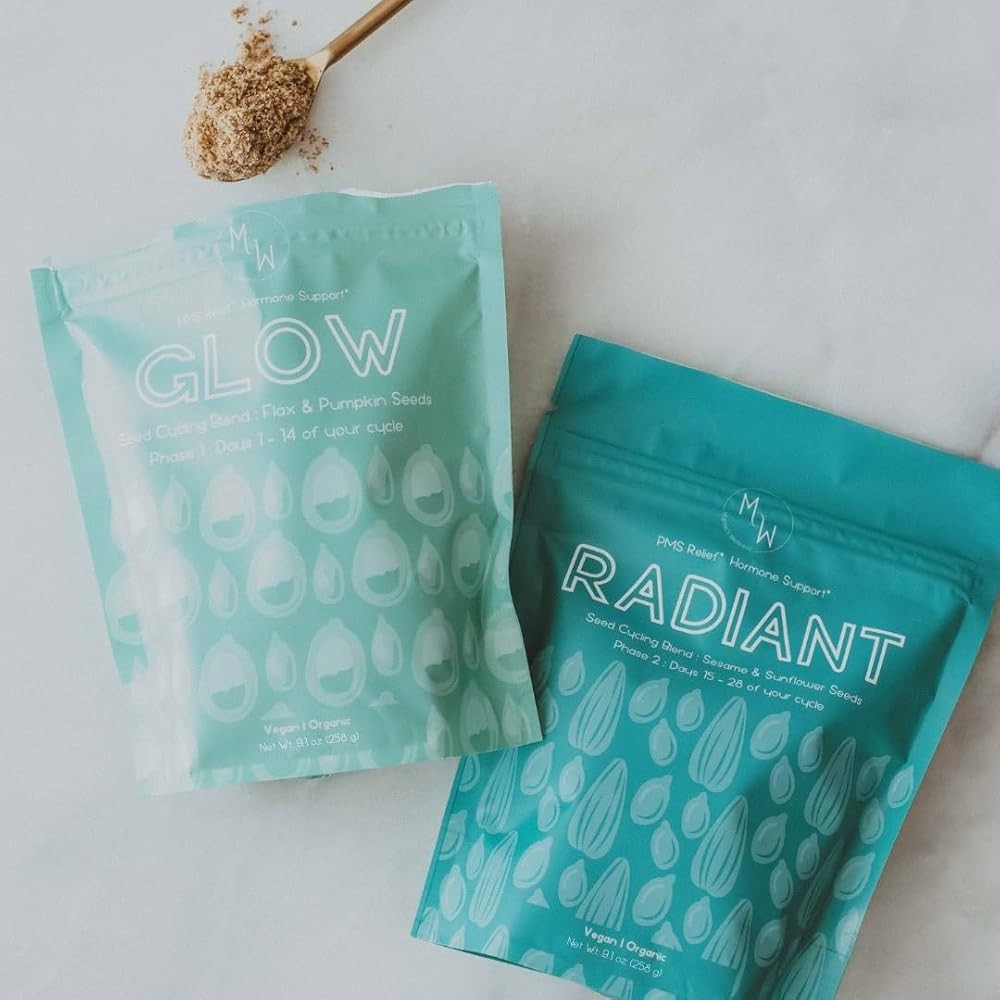 Manski's Wellness Glow & Radiant Seed Cycle Kit | PMS Support | Organic Seed Cycling | Natural Hormone Balance | Ease...