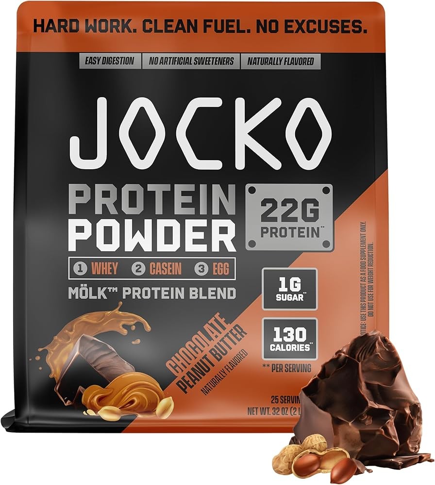 Jocko Fuel Mölk Whey Protein Powder 22g Low Sugar Monk Fruit Blend - Muscle Recovery & Growth, Packaging May Vary (25...