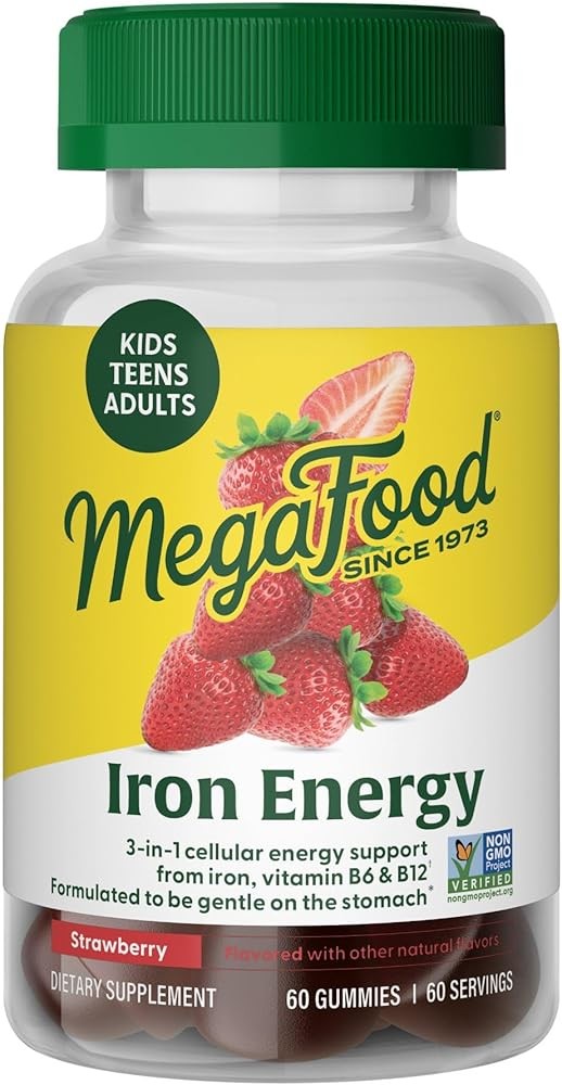 Megafood Iron Energy Gummies, Iron Supplement for Women, Men, Teens & Kids with Vitamin B12 & B6, Vitamins, from The ...