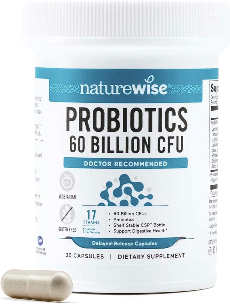 NatureWise Probiotics 60 Billion CFU - 17 Strains + Organic Prebiotics - Immune, Digestive & Gut Health Support for W...
