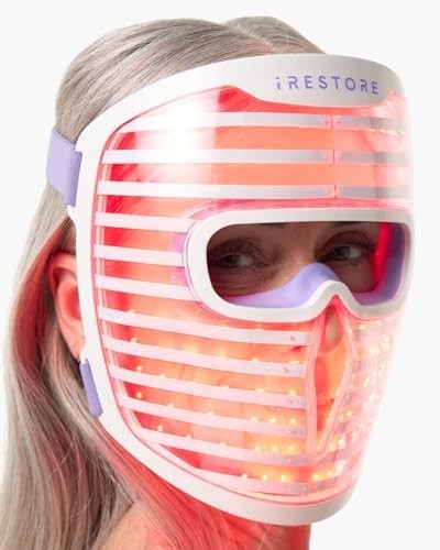 iRestore LED Face Mask for Youthful Skin, Red Light Therapy for Face, Red, Blue & Infrared Therapy for Wrinkles, Fine...