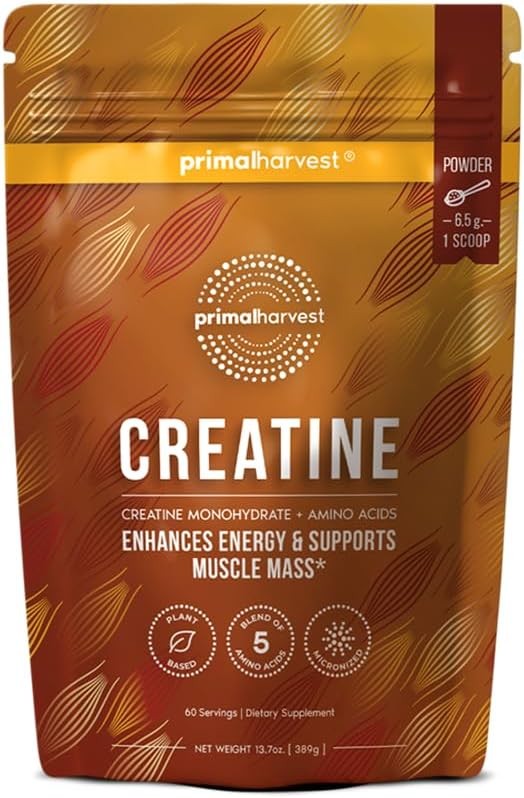 Primal Harvest Creatine Powder Supplement for Men and Women's Fitness, Workouts, and Muscle Growth, to Help Promote R...
