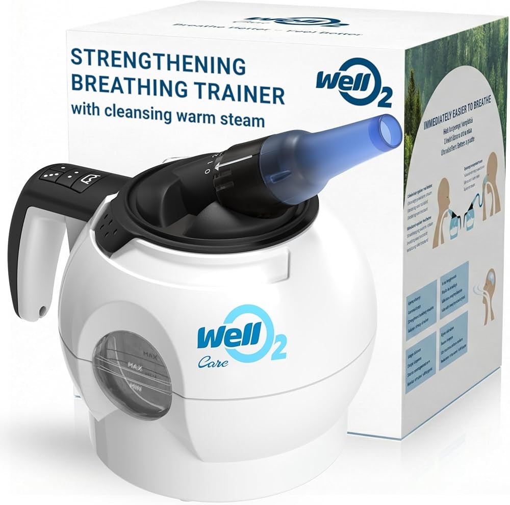 Breathing Trainer with Warm Steam + Adjustable Resistance + App-Guided Sessions