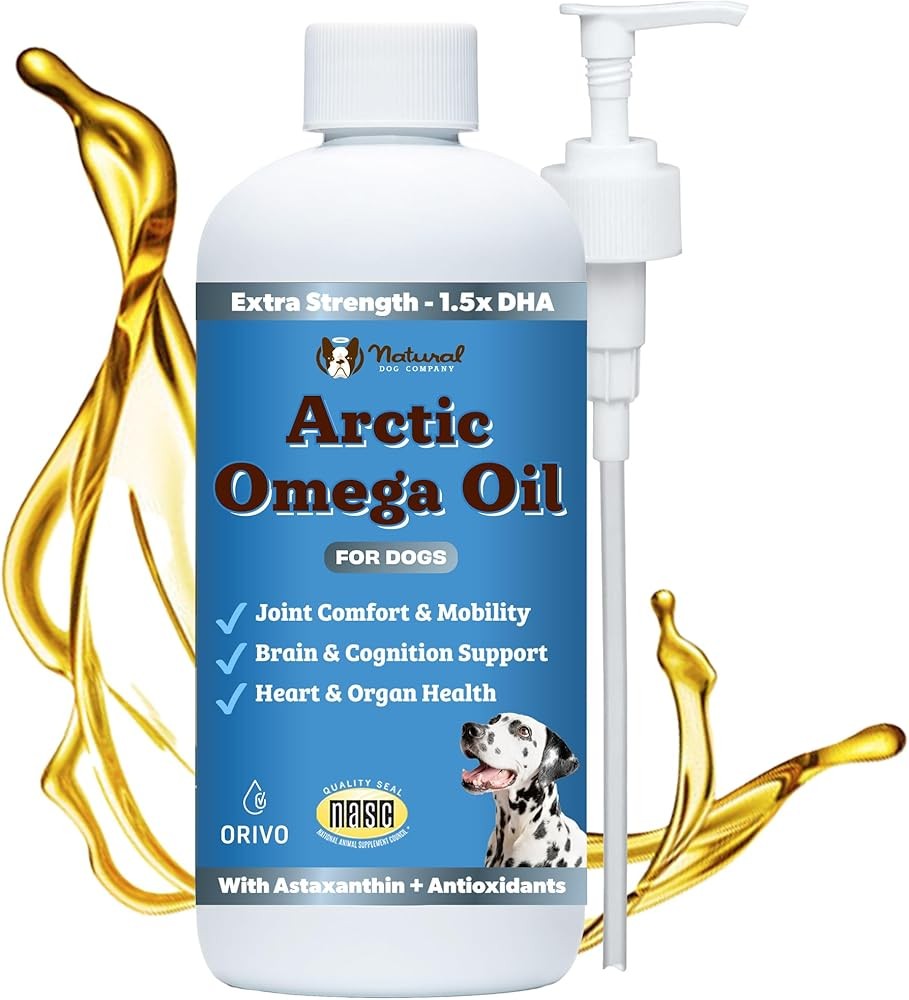 Natural Dog Company Arctic Omega Oil for Dogs – Salmon, Pollock, Krill & Algal, DHA Supports Skin & Coat, Joint Mobil...