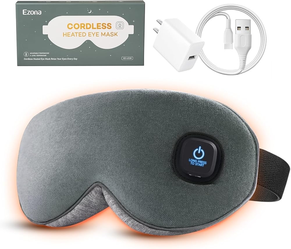 Ezona Cotton Cordless Heated Eye Mask for Dry Eyes, MGD