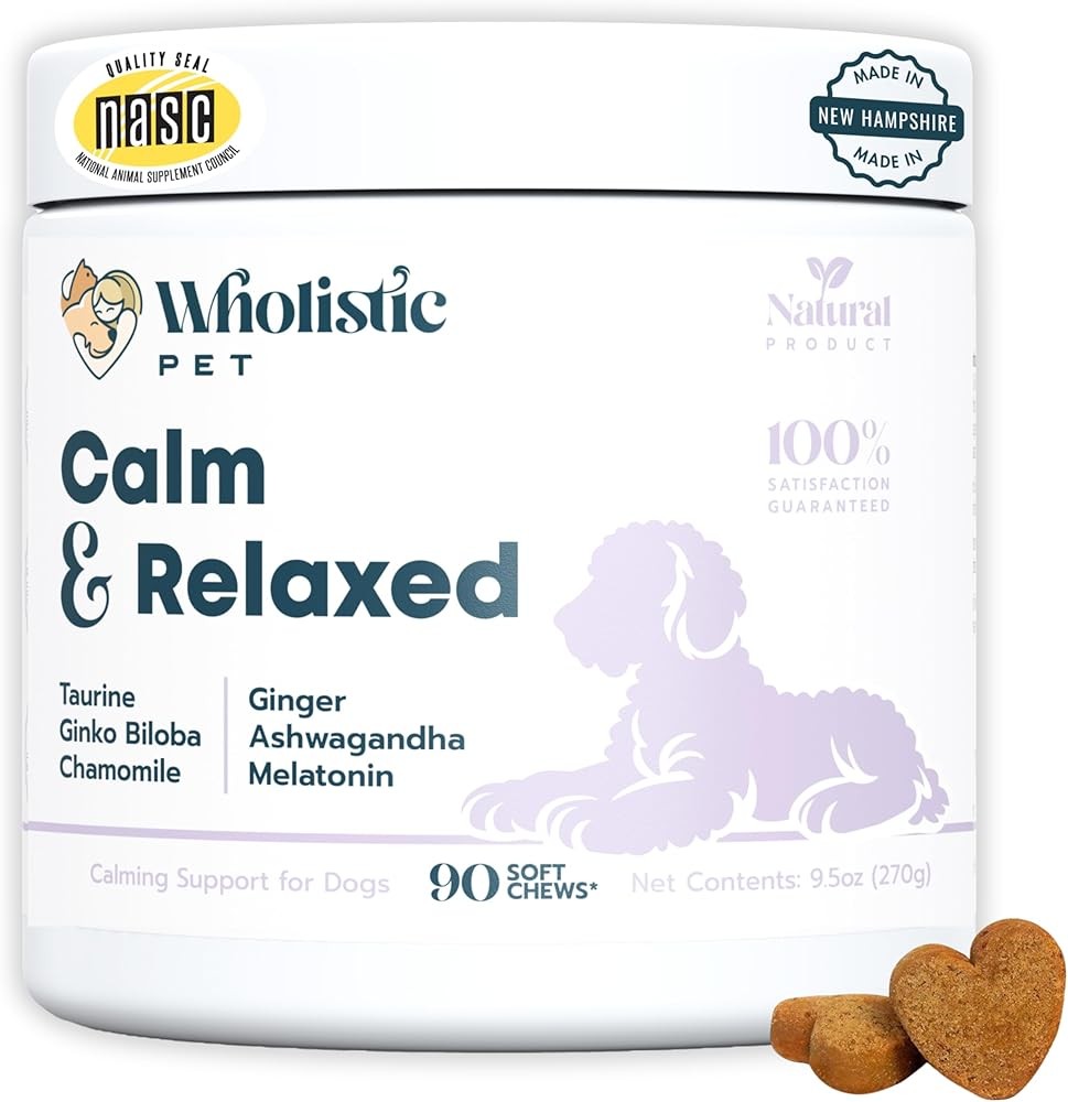 Wholistic Pet Calm and Relaxed - L-Theanine for Dogs Anxiety Relief