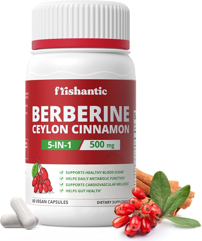 30-Day Supply Berberine with Ceylon Cinnamon, 500mg Berberine Supplement for Blood Sugar Support, Metabolism*, Gluten...