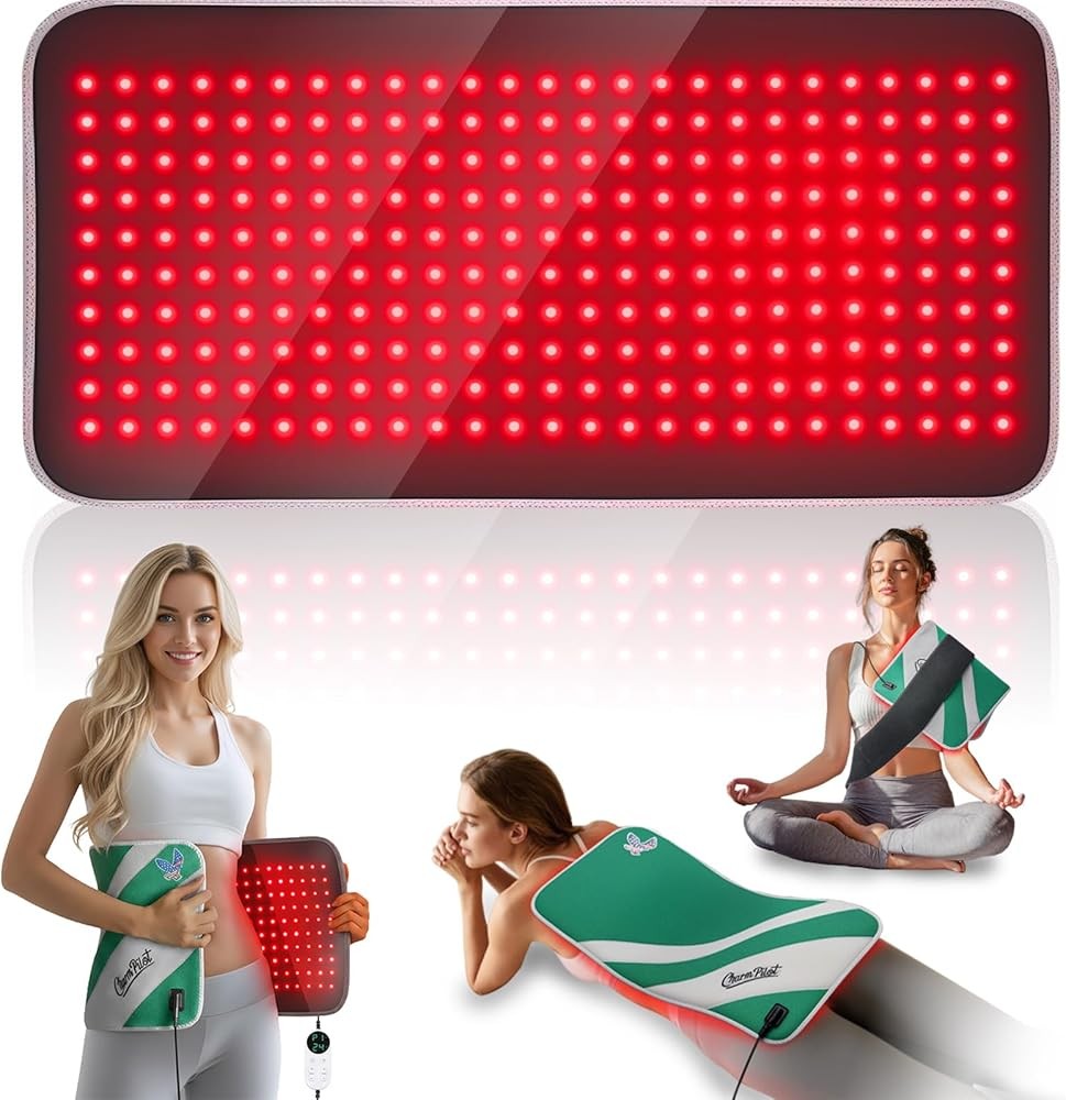 Red Light Therapy for Body, 24" x 12" Large Size (250 LEDs) Near Infrared Red Light Therapy Mat, 660nm&850nm, Adjus...