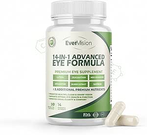 14-in-1 Advanced Eye Formula AREDS 2 with Lutein and Zeaxanthin - 30 Vegan Capsules of Eye Vitamin Supplement with As...